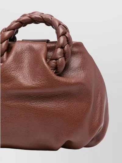 Hereu Small Leather Handbag Braided Handles In Brown