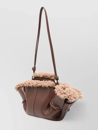 Hereu Arta Mini Curly Shearling Trims Bags In Brown