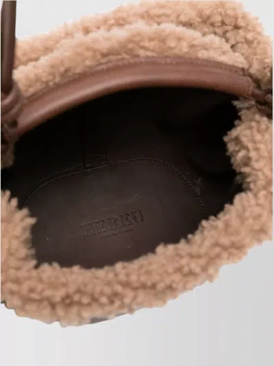Hereu Arta Mini Curly Shearling Trims Bags In Brown