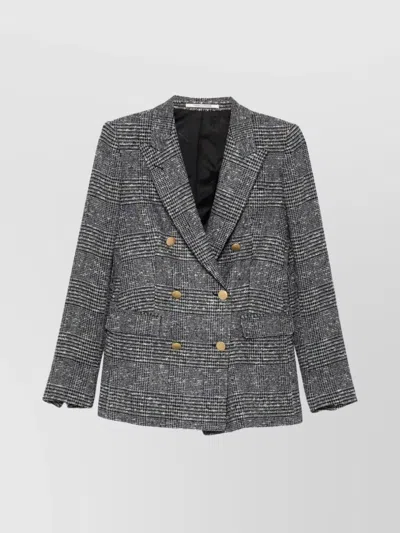 Tagliatore Tailored Double-breasted Jacket With Textured Plaid Pattern In Multi