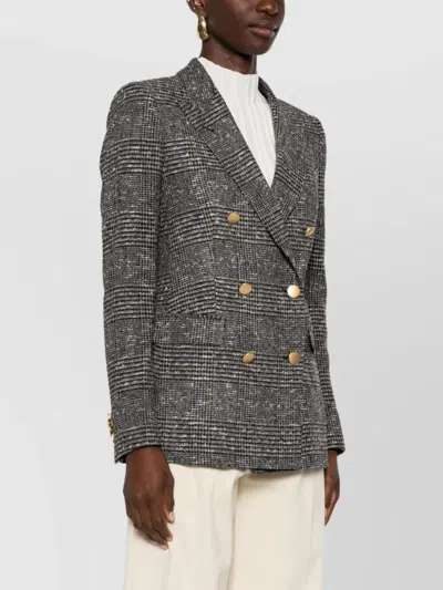 Tagliatore Tailored Double-breasted Jacket With Textured Plaid Pattern In Multi