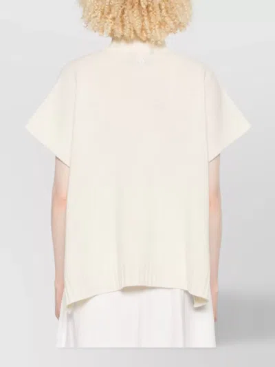 Ermanno Firenze High Neck Knitwear With Embroidered Ribbed Hem In White