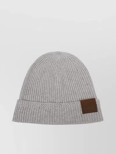 Tom Ford Cashmere Hat Folded Cuff In Gray