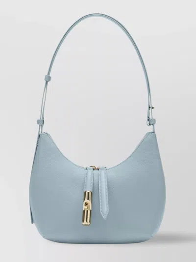 Furla Leather Shoulder Bag With Adjustable Strap And Gold-tone Hardware In Blue