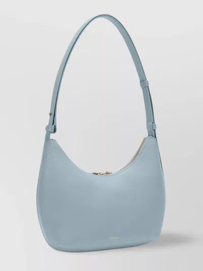 Furla Leather Shoulder Bag With Adjustable Strap And Gold-tone Hardware In Blue