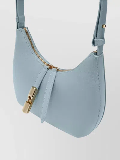 Furla Leather Shoulder Bag With Adjustable Strap And Gold-tone Hardware In Blue