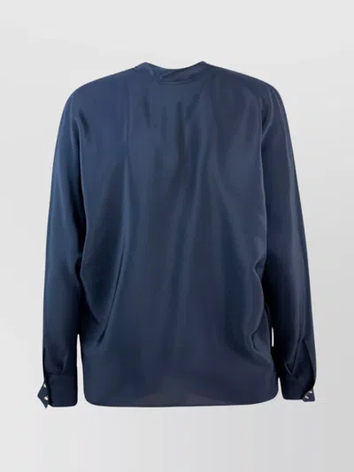 Max Mara V Neck Tie Detail Long Sleeves In Blue