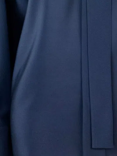Max Mara V Neck Tie Detail Long Sleeves In Blue