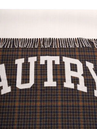 Autry Soft Checked Scarves Fringed Edges In Brown