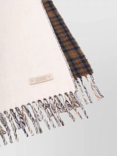 Autry Soft Checked Scarves Fringed Edges In Brown