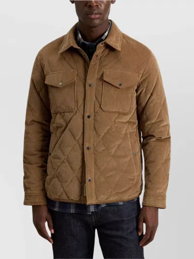 Woolrich Corduroy Quilted Chest Pockets Long Sleeves In Brown