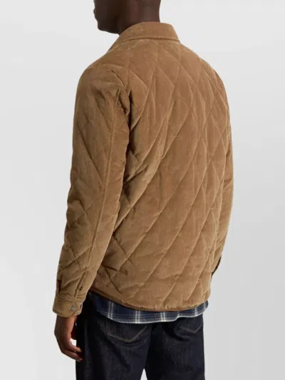 Woolrich Corduroy Quilted Chest Pockets Long Sleeves In Brown