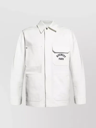 Givenchy Relaxed Fit Jacket With Front Pockets And Long Sleeves In White