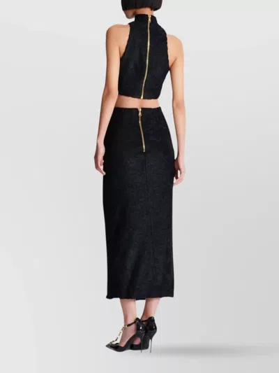 Balmain Jacquard-pattern Skirt In Blue