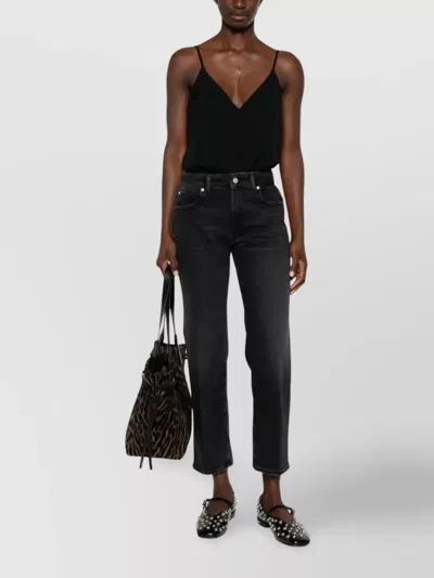 7 For All Mankind Calie Straight Ankle Bottom Clothing In Black