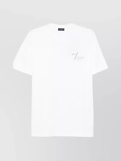 Paul & Shark Crew Neck Short Sleeve Straight Hem T-shirt In White