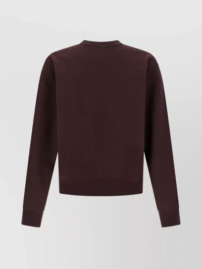 Saint Laurent Cassandre Embroidered Sweatshirt In Brown