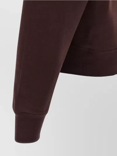 Saint Laurent Cassandre Embroidered Sweatshirt In Brown