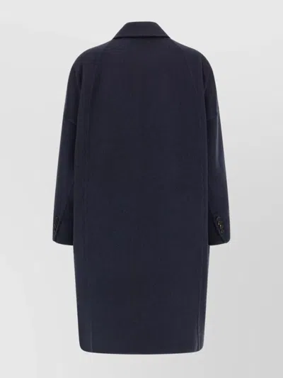 Brunello Cucinelli Oversized Double-breasted Coat Flap Pockets In Blue