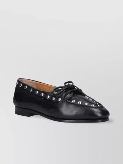 Bally Round Toe Studded Leather Loafers In Black