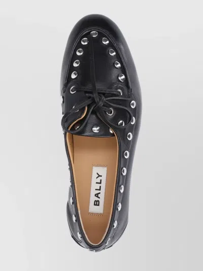 Bally Round Toe Studded Leather Loafers In Black