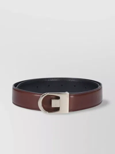 Saint Laurent Adjustable Reversible Belts Metal Buckle In Brown