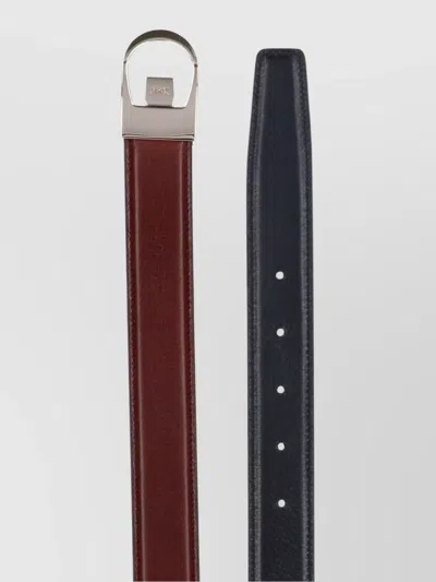 Saint Laurent Adjustable Reversible Belts Metal Buckle In Brown