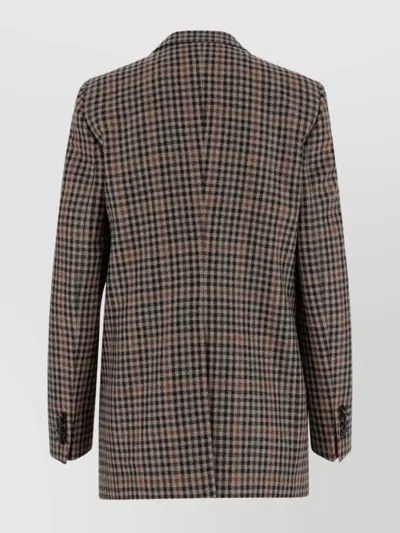Tagliatore Checked Pattern Wool Jacket Front Pockets In Brown