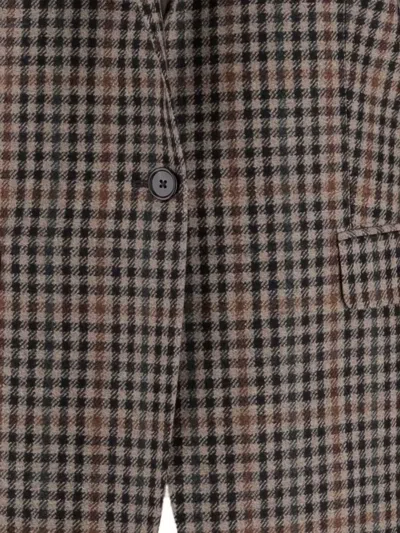 Tagliatore Checked Pattern Wool Jacket Front Pockets In Brown