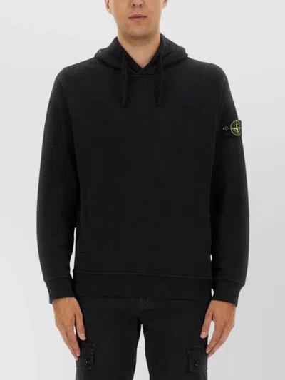 Stone Island Organic Cotton Hoodie With Hood In Black