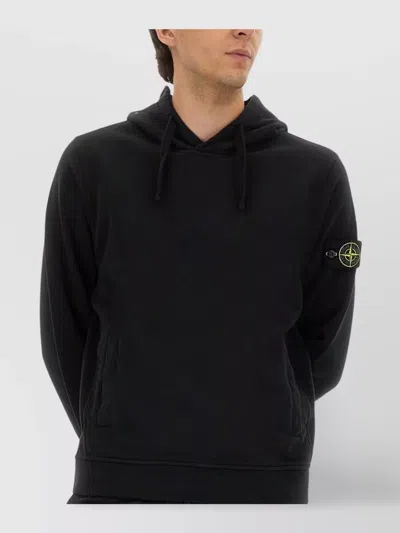 Stone Island Organic Cotton Hoodie With Hood In Black