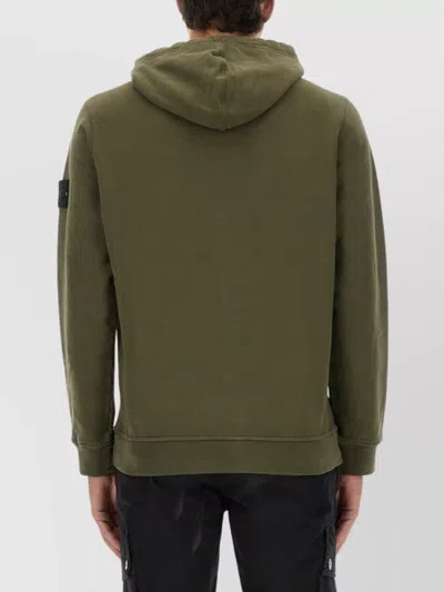 Stone Island Hooded Sweater With Drawstring And Pockets In Green