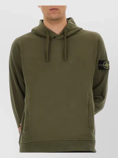 Stone Island Hooded Sweater With Drawstring And Pockets In Green