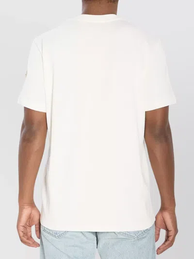 Moncler Ivory Cotton Tricolour Logo T-shirt In White