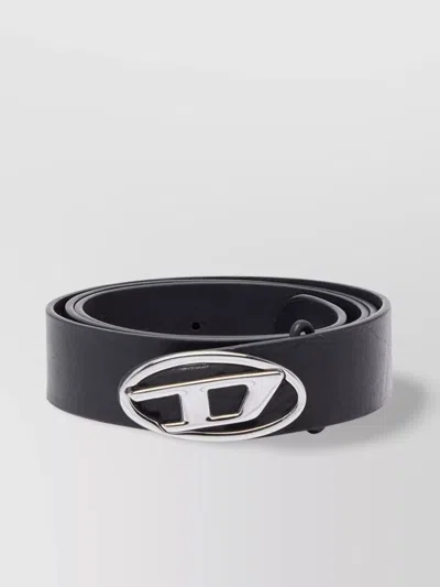 Diesel 4cm D Leather Buckle Belt In Black