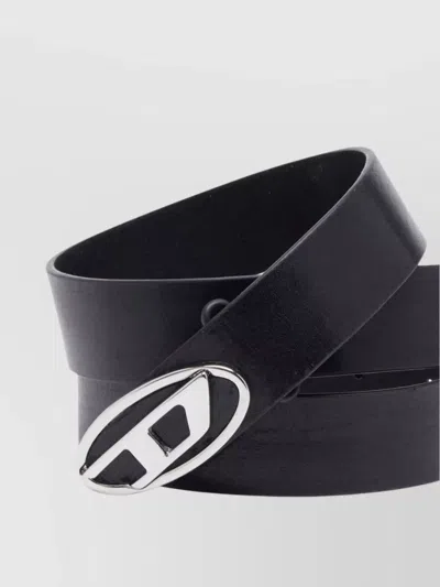 Diesel 4cm D Leather Buckle Belt In Black