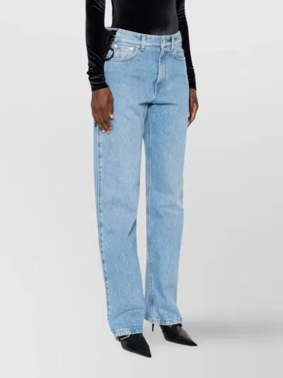 Mugler Lace-up Detail Denim Trousers With Back Pockets In Blue