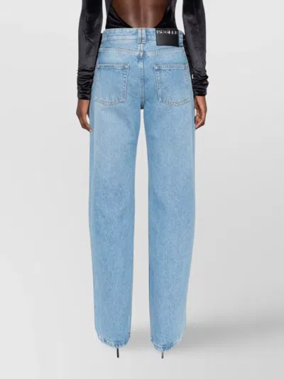 Mugler Lace-up Detail Denim Trousers With Back Pockets In Blue