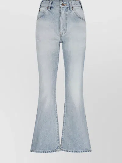 Celine Flared Leg Trousers With Front And Back Pockets In Blue