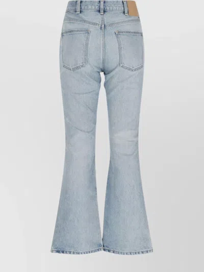 Celine Flared Leg Trousers With Front And Back Pockets In Blue