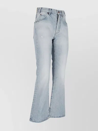 Celine Flared Leg Trousers With Front And Back Pockets In Blue