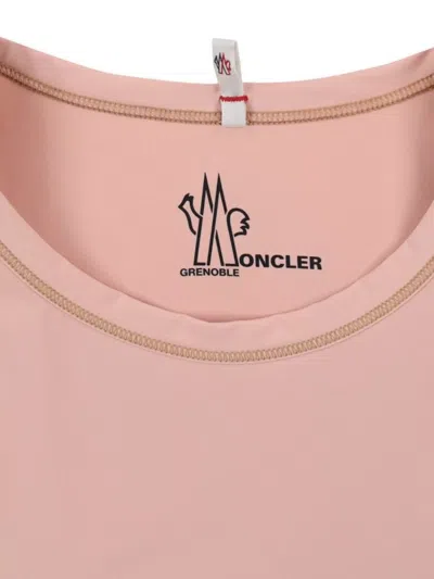 Moncler Sleeveless Crew Neck Contrast Stitching In Pink