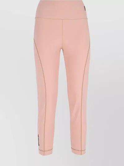 Moncler Straight Cropped Trousers Elastic Waistband In Pink