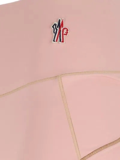 Moncler Straight Cropped Trousers Elastic Waistband In Pink