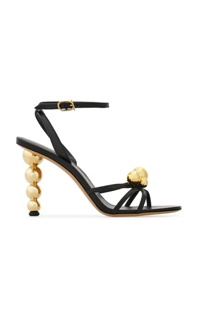 Ferragamo Karina Strappy Spheres Ankle-strap Sandals In Black