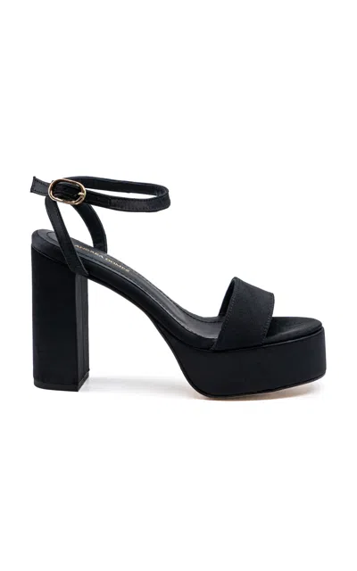 Andrea Gomez Becka Satin Platform Sandals In Black