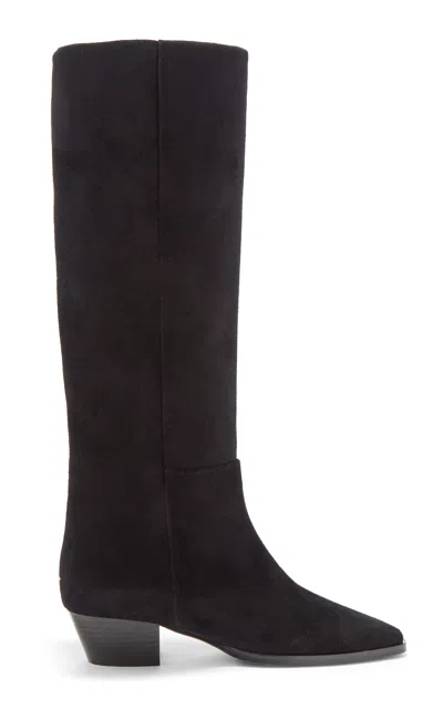 Aeyde 40mm Medea Suede Pointed-toe Boots In Black