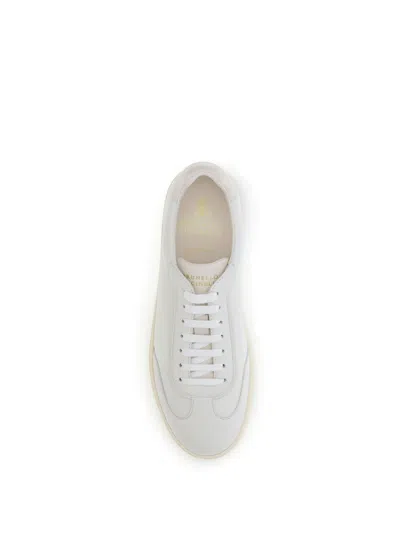 Brunello Cucinelli Men Deer Leather Sneakers With Grain In Red