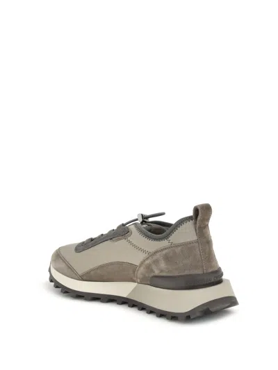 Brunello Cucinelli Streamlined Sneakers With Mesh Panels In Brown