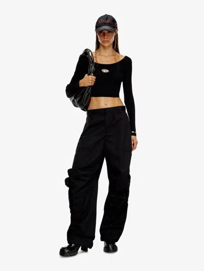 Diesel Red Top Cropped M-vera-ls In Black